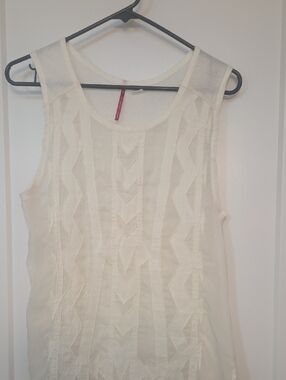 Element Cream Sleeveless Embroidered Tank Top